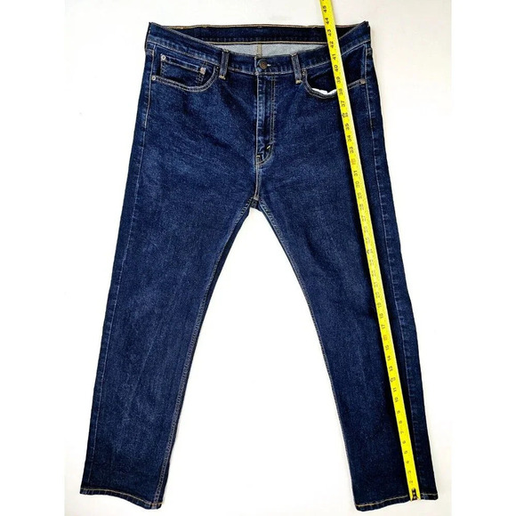 Levis Size 38X32 Men's Straight Blue Denim 5 Pocket Logo Zip Jeans - Picture 12 of 13